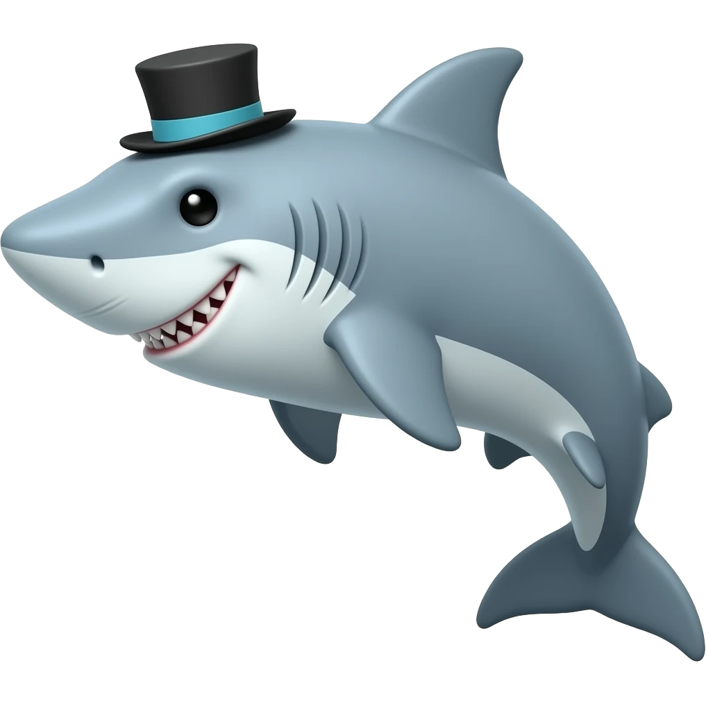 Shark with a top hat emoji
