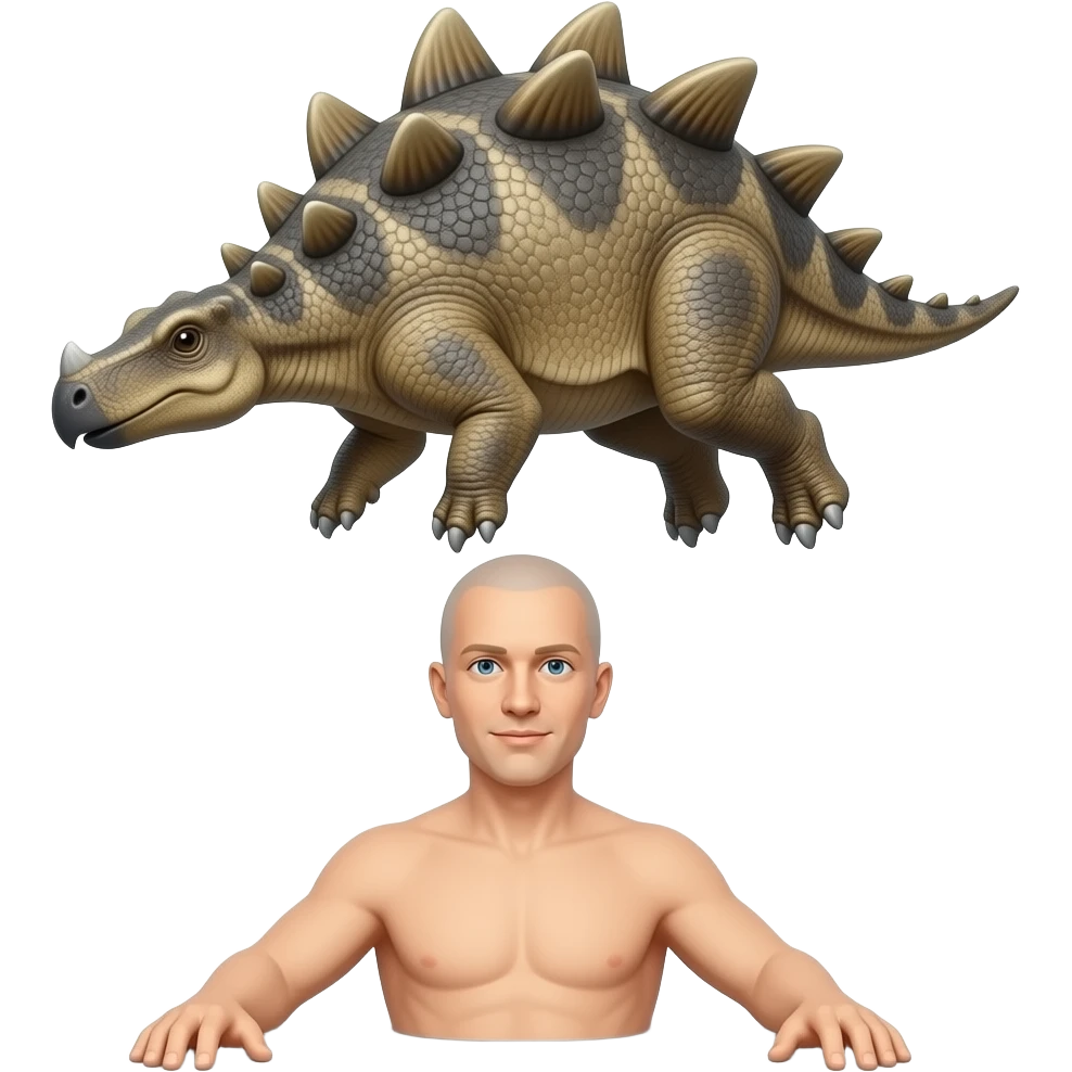 Ankylosaurus jumping on a human emoji