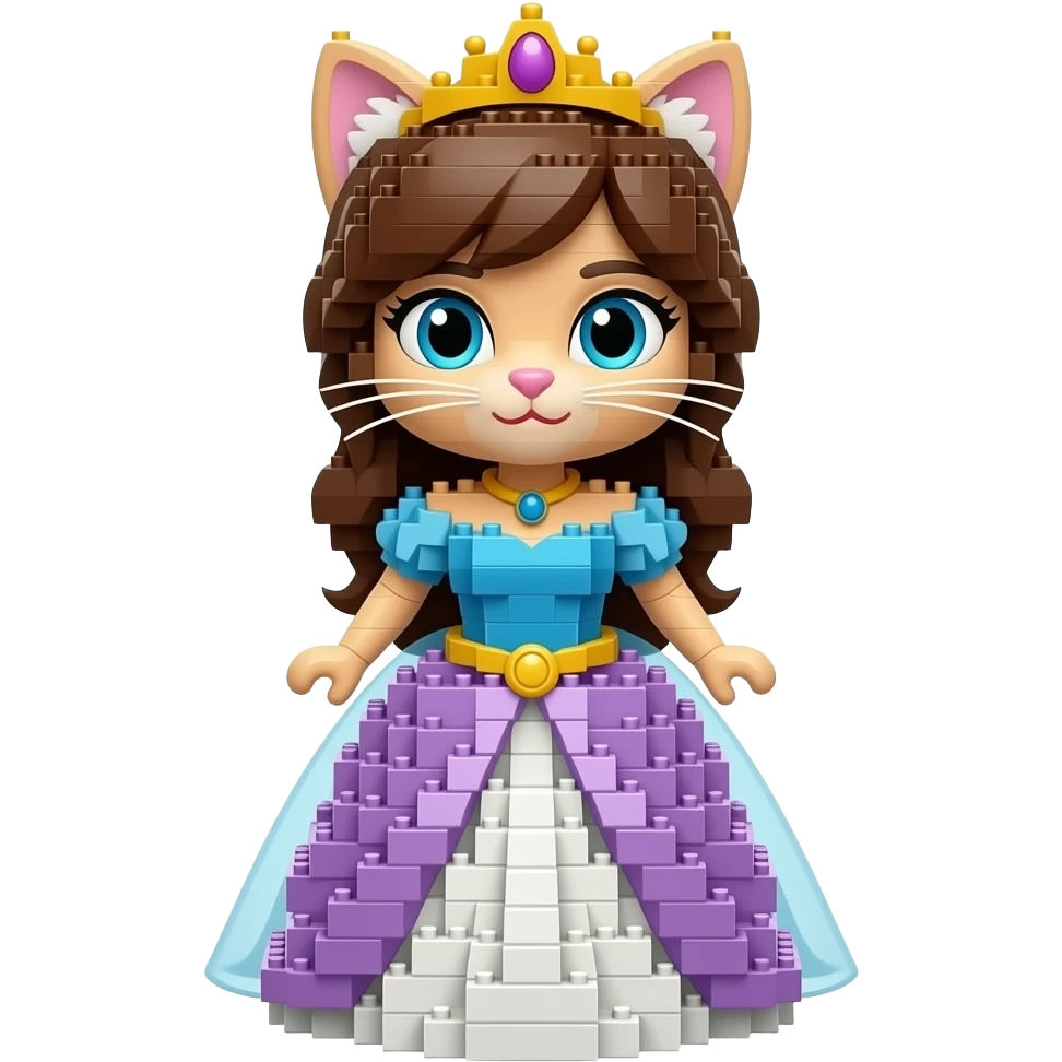 Animated brunette princess cat lego emoji