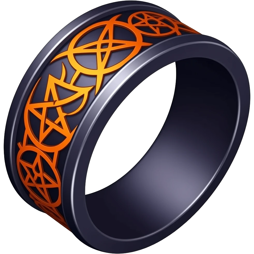 Umbra pontifex, a role that represents leadership and power. I need a ring that represents dark magic, using orange and purple as a color scheme. I wan embossed details to represent mysterious occultism emoji