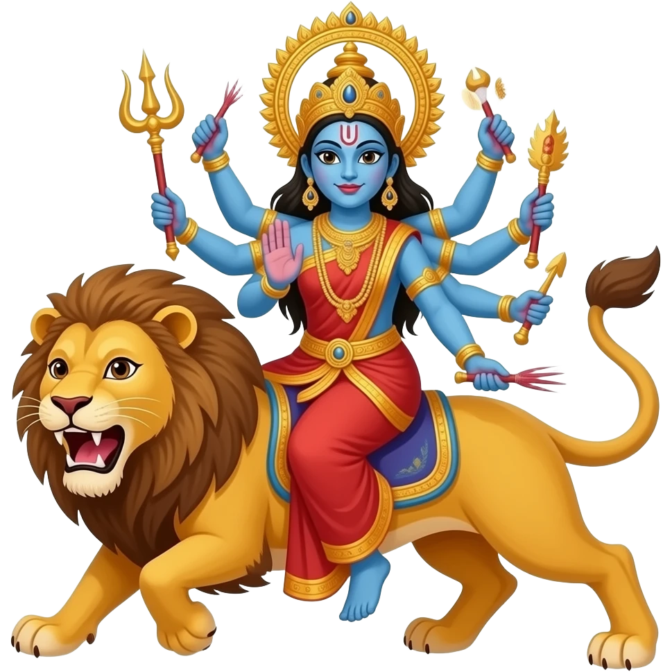 Maa durga on lion killing asur emoji