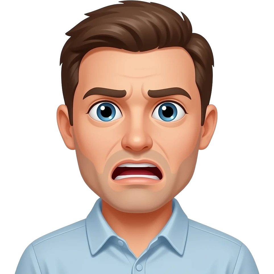 man horrified that his teeth are missing, leaving only gums emoji