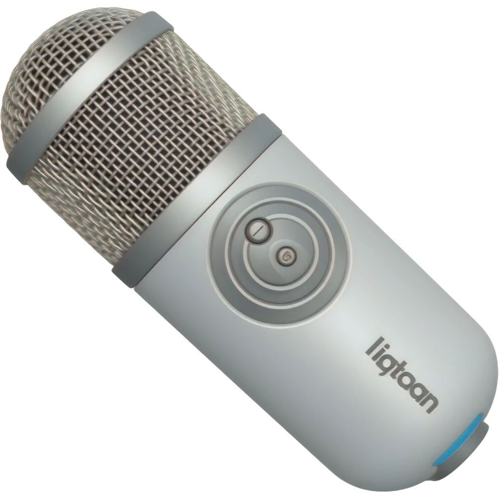 White desktop Logitech blue yeti Microphone emoji