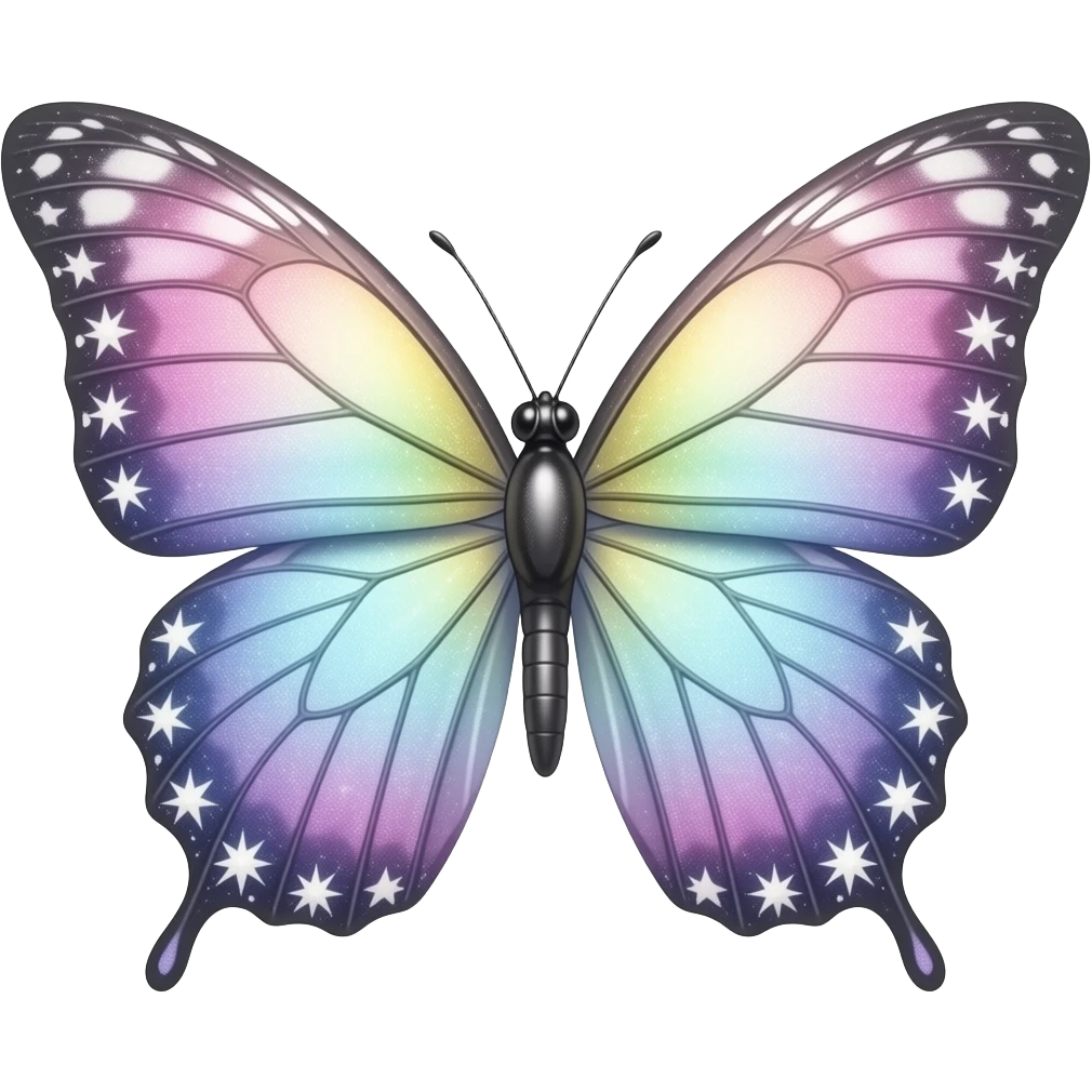 Rainbow-Shiny-Gem-Crystal-Glitter-Nebula-Gradient-Sparkle-Stars-Glossy-Butterfly emoji