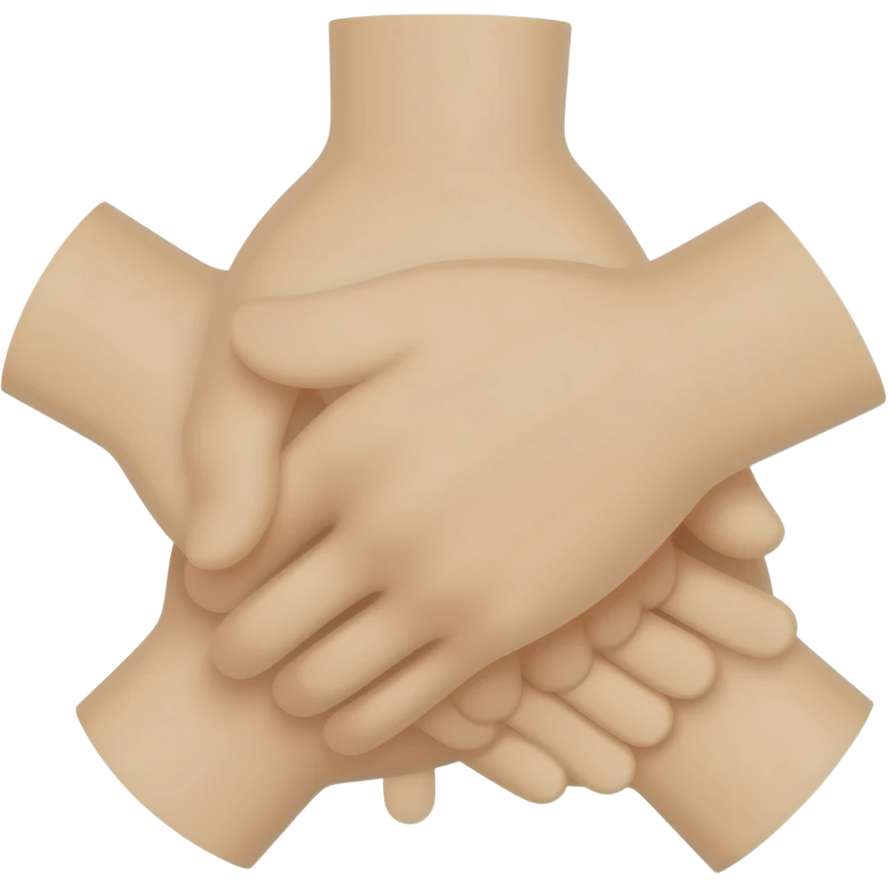 Three hands holding together only hands emoji