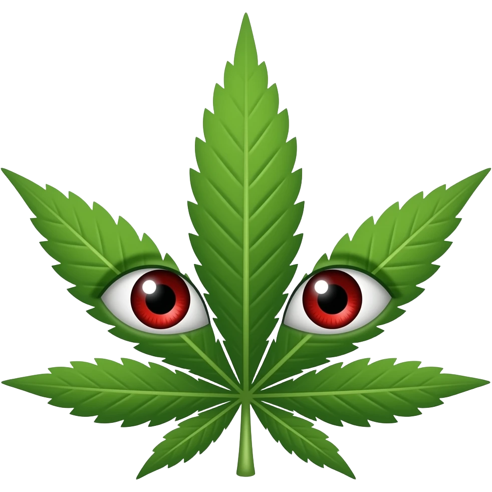 Marihuana con ojos rojos por favor emoji