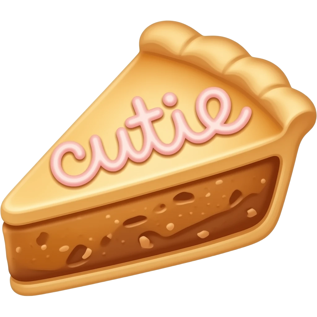 apple pie that says cutie on it emoji