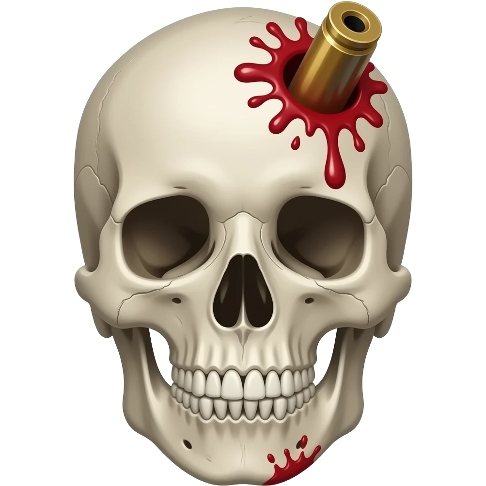 skull with bullet in the head and spurting blood emoji