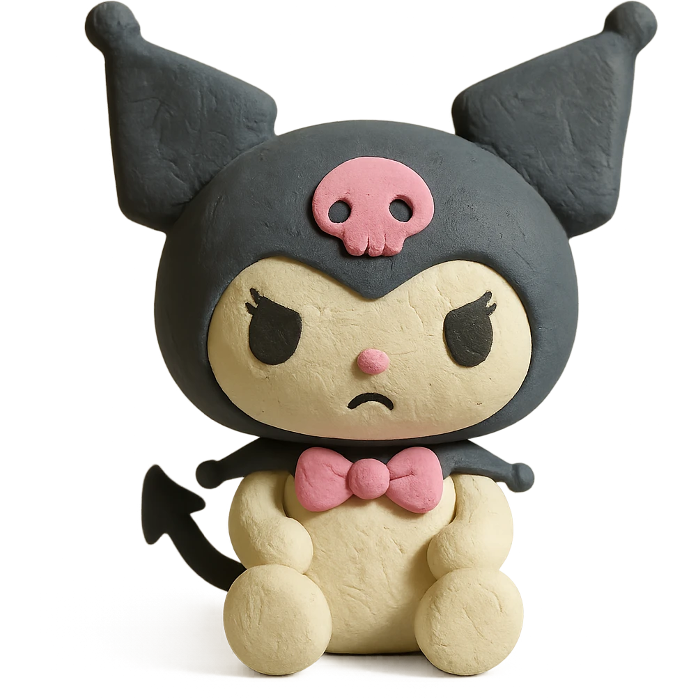 Kuromi character, matte and textured, transparent PNG emoji
