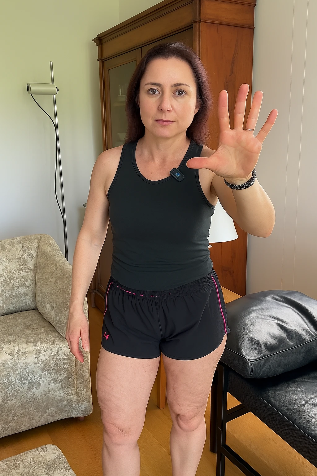 Donna con cellulite sulle cosce emoji