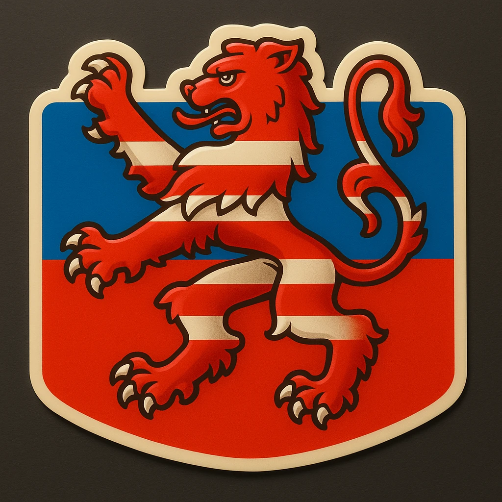 emoji of the Thüringen red and white striped lion, less cartoonish, with the Thüringen flag as background, no text emoji