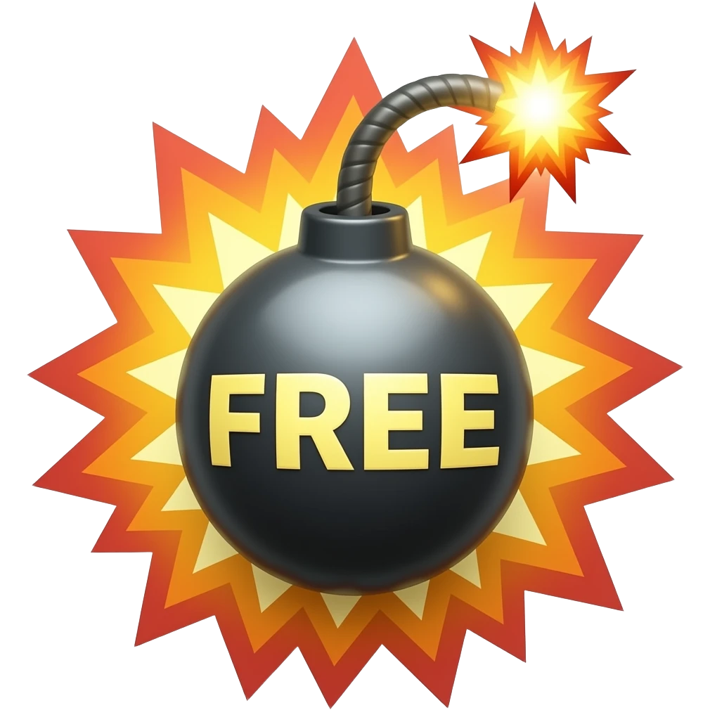 CREA UN EMOGI EN MOVIMIENTO bomba explosion + "GRATIS" emoji