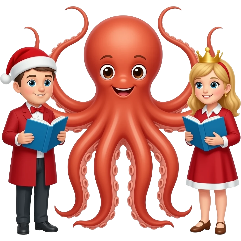 Leading carolers with an octopus emoji