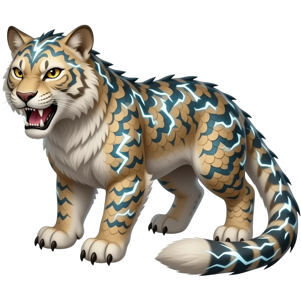 Feral 4-legged four-legged animalistic quadrupedal Scaly Striking Slaying Badass Evil Handsome Lightning-patterned Zig- emoji