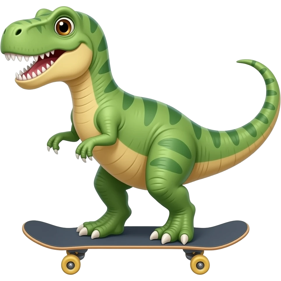 Dinosaur on a skateboard emoji