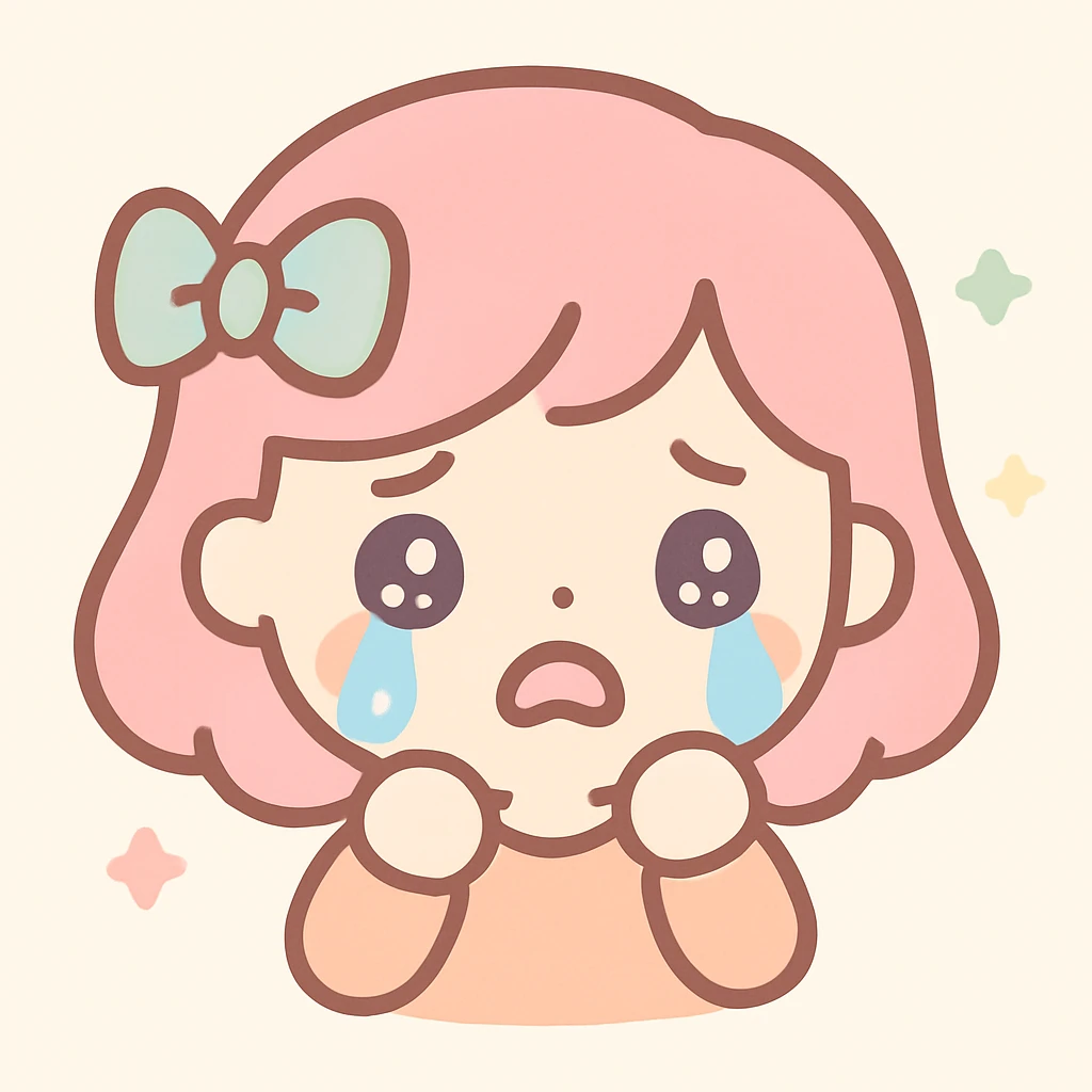 a person crying, simplified and cute, kawaii style emoji