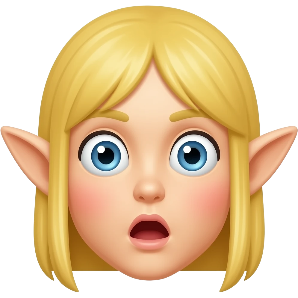 노란얼굴이 엘프귀를 하고 놀란 동공 붉은 홍조를 하고 있는 이모티콘 emoji
