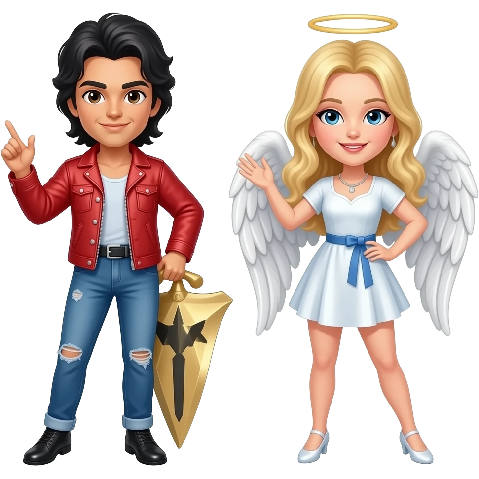 A dancing queen, an angel emoji