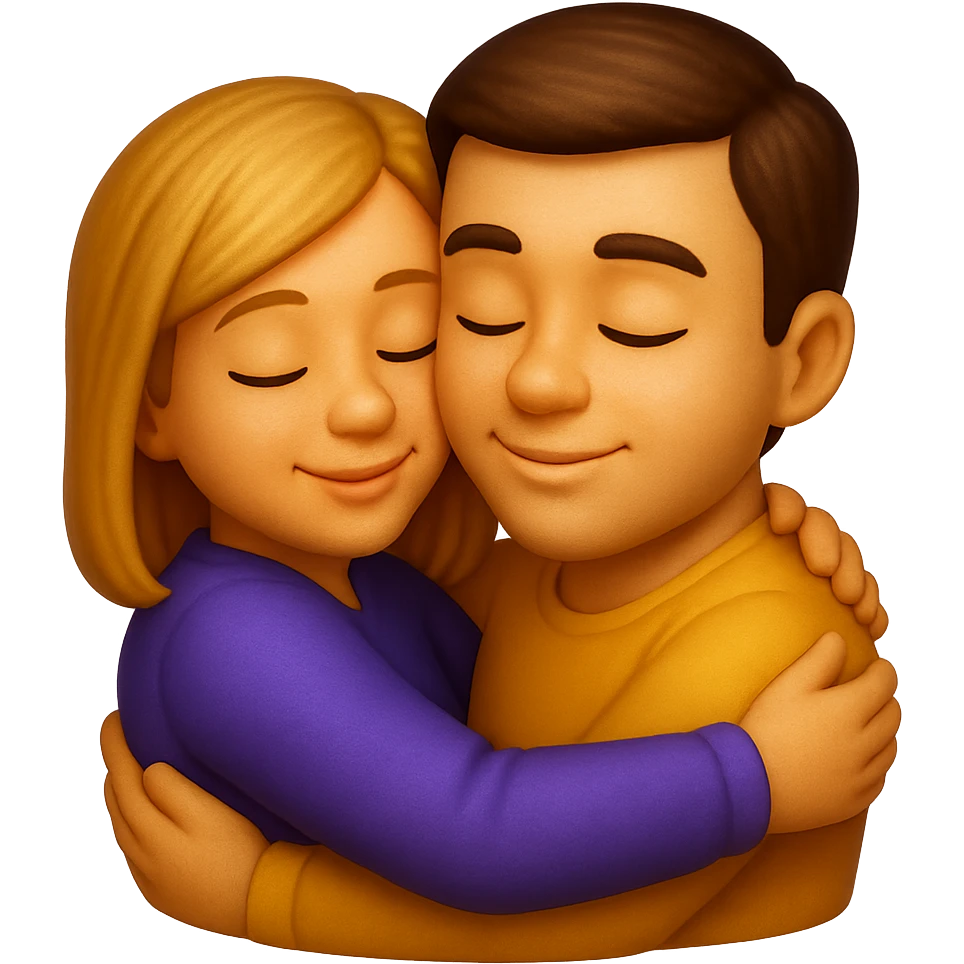 emoji stile iphone di una coppia che si abbraccia , iperrealistico 4k emoji