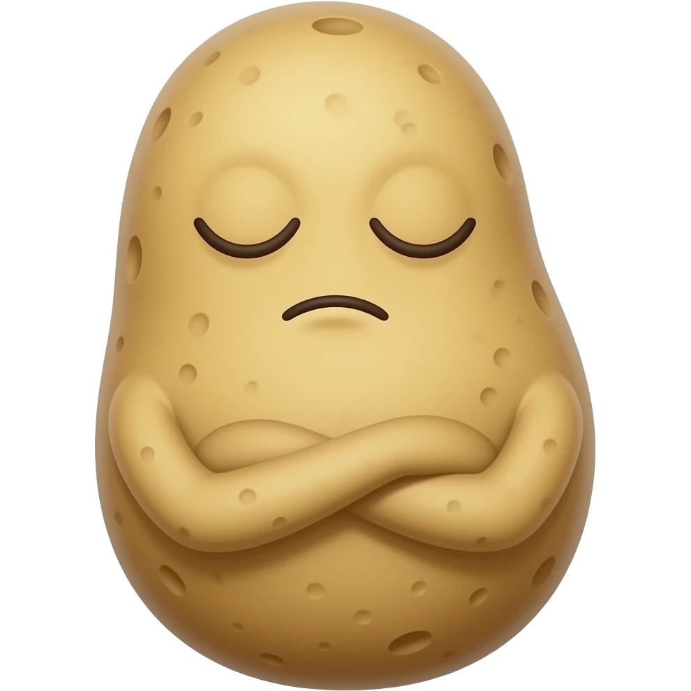 disapproving potato crossing arms eyes closed leaning back emoji