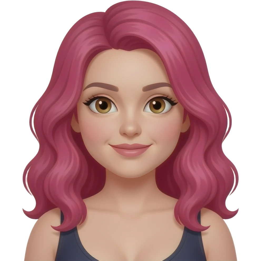 fat female white skin hazel eyes and hot pink wavy hair emoji