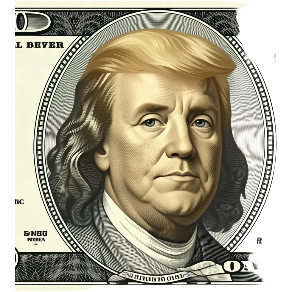 trump's face on a full size dollar bill emoji