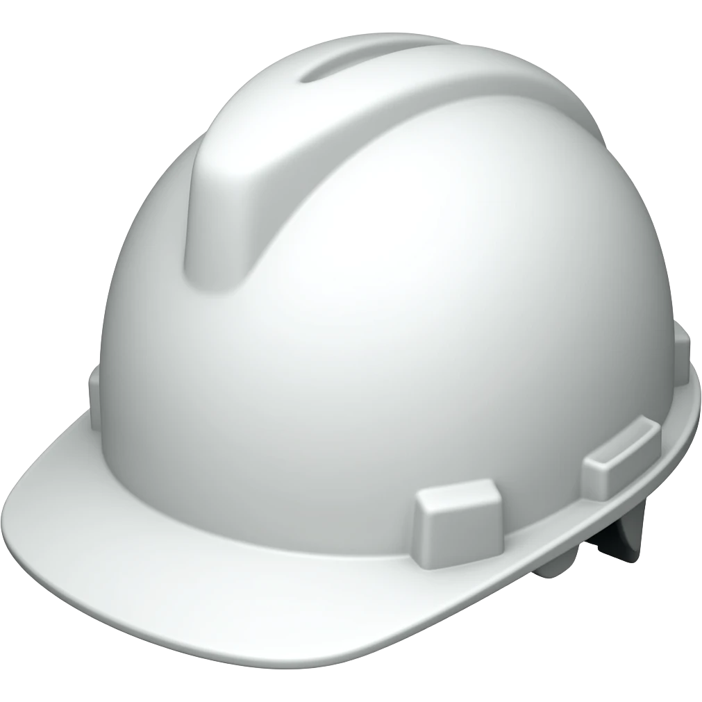 white construction safety helmet, sideways, plain middle emoji