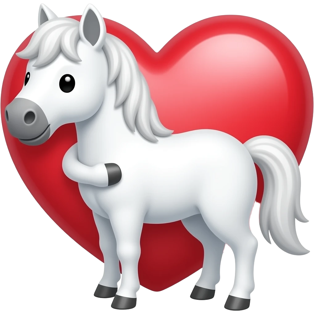 cute white horse with heart hug emoji