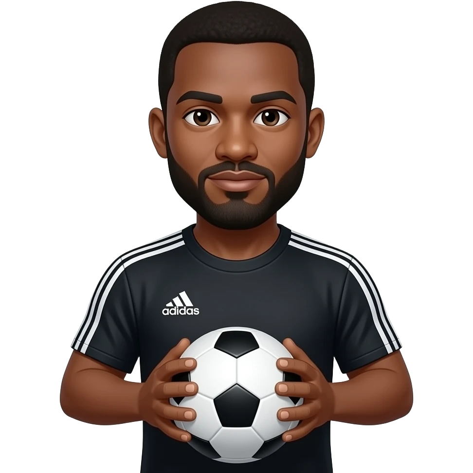 Light skin black soccer coach With beard Wearing adidas holding a ball emoji