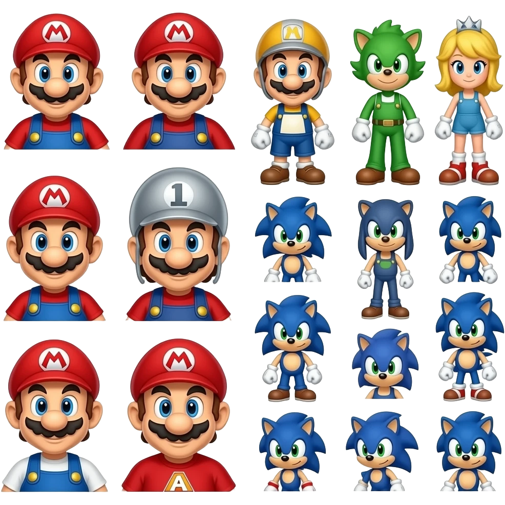100 marios and 100 sonics emoji