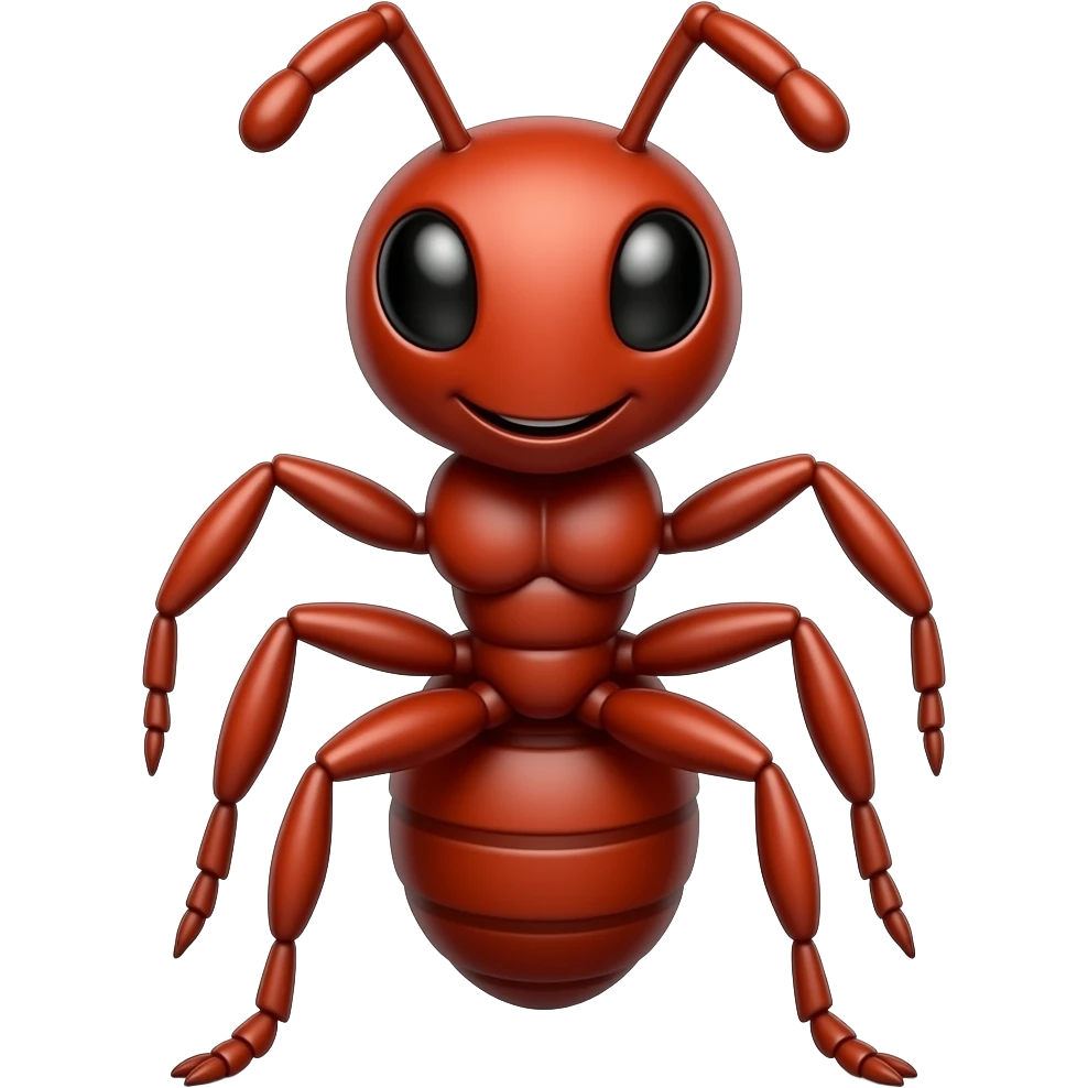 A red muscular ant, cartoon style emoji