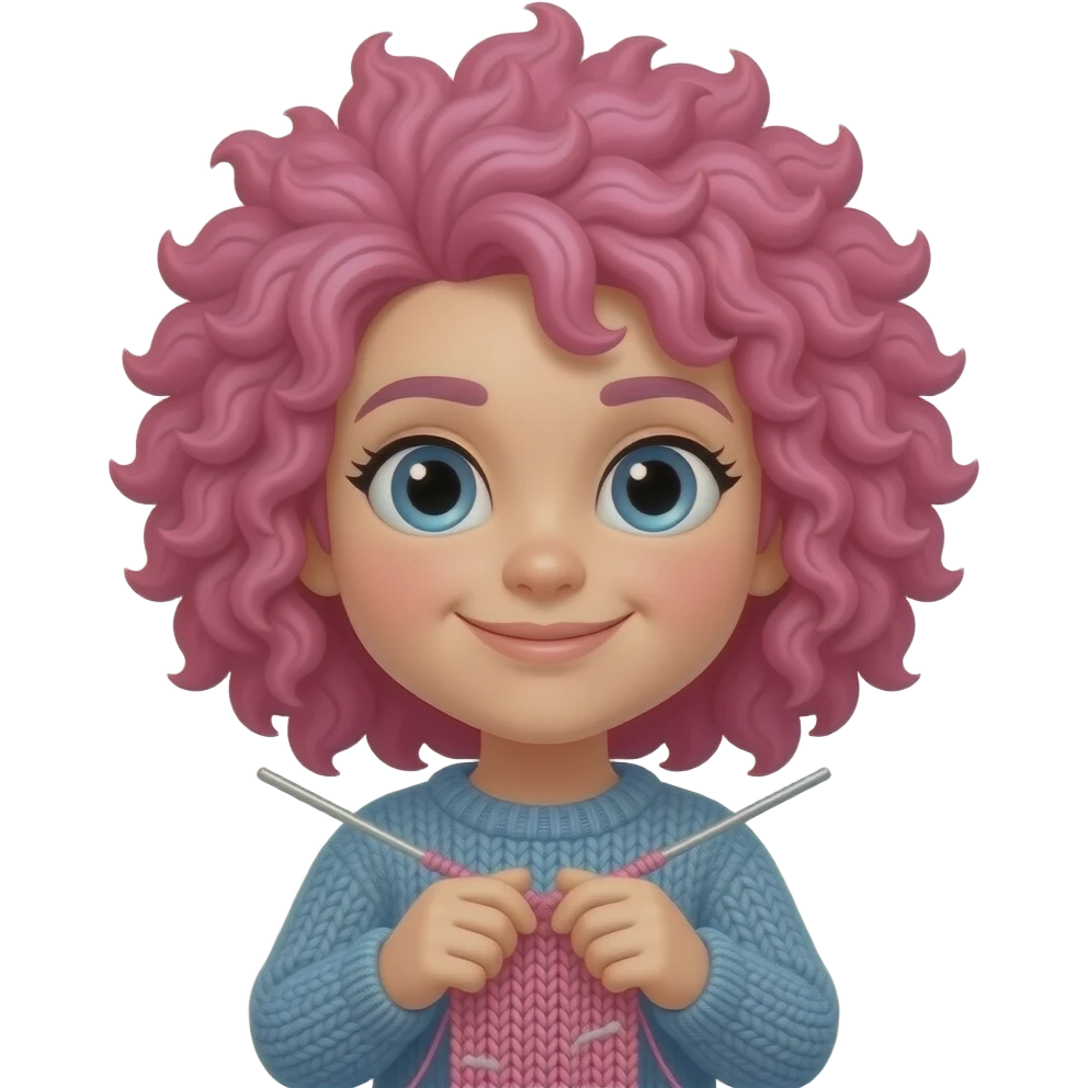 Funky Pink hair knitting emoji