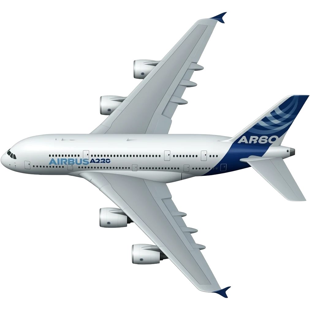Airbus a380 realistic plane facing to the left corner emoji