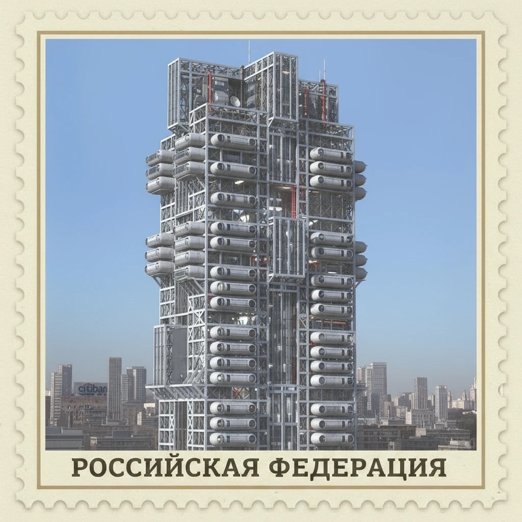 Замени изображение внутри марки на капсульный дом-коммуну конструктивизм 1920-е годы, из произведения "Мы" замятина

 emoji