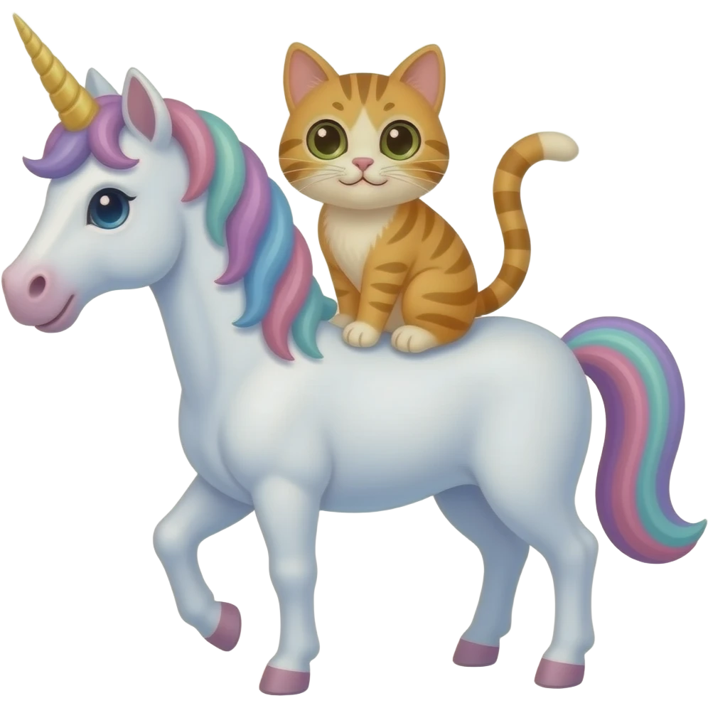 Cat on unicorn emoji