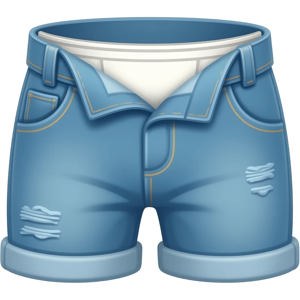 kawaii sagging jeans emoji, baggy low-rise pants with visible underwear waistband, street style, simple icon emoji