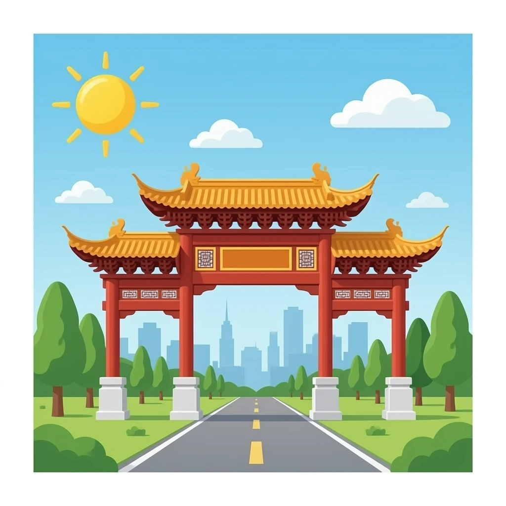 Китай арка и город emoji