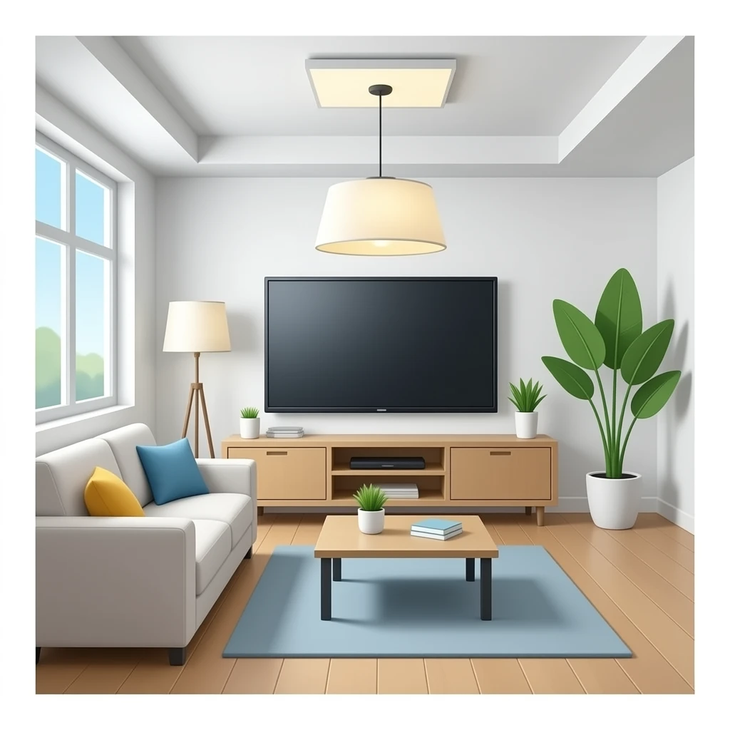 كنبة مع طاولة و تلفاز بتصميم عصري emoji