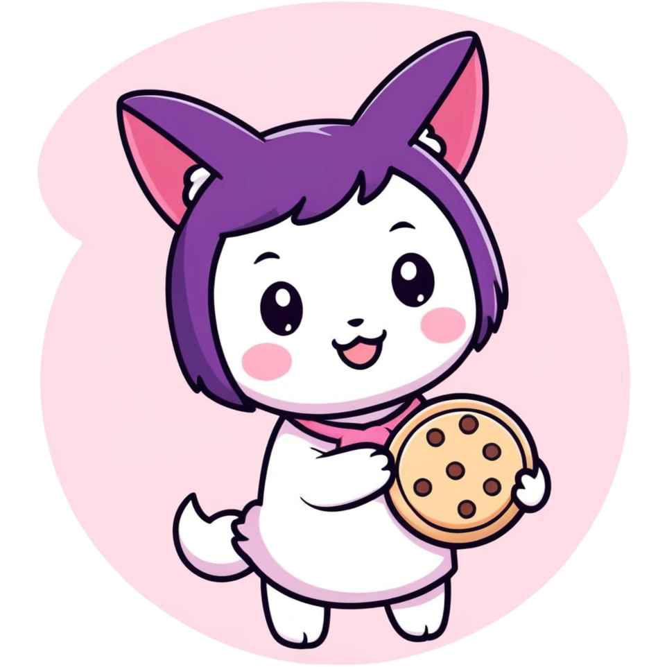 Kuromi holding a cookie emoji