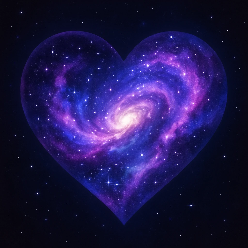 heart with a swirling galaxy inside, digital illustration emoji