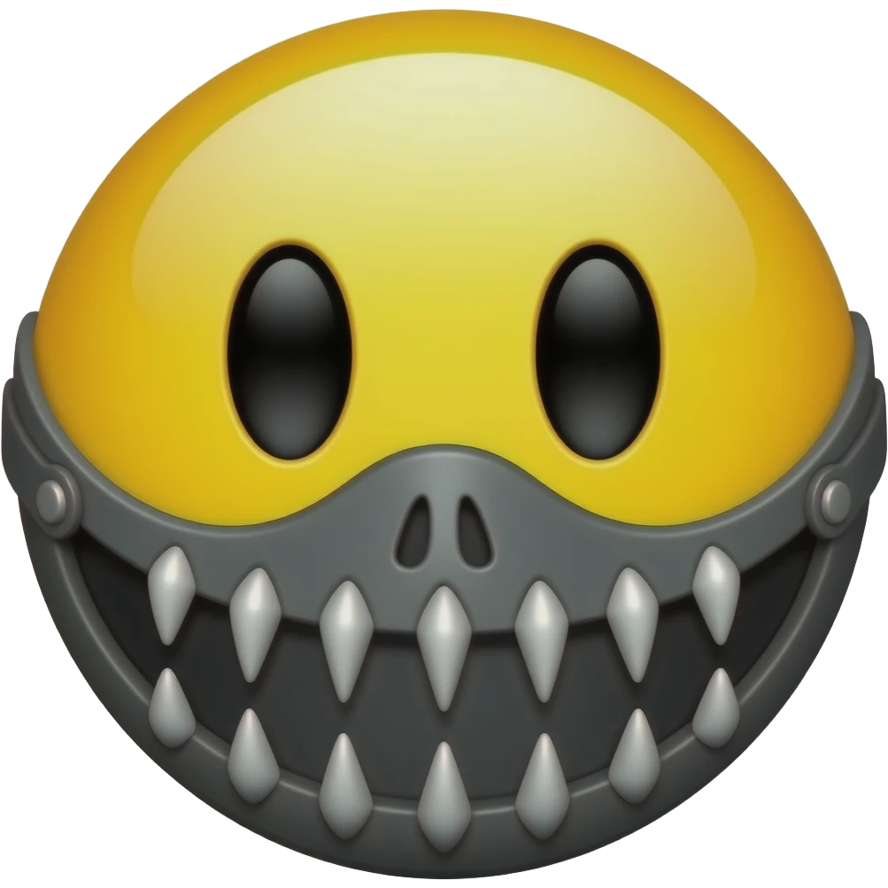yellow smiley face with bane mouth mask from batman emoji