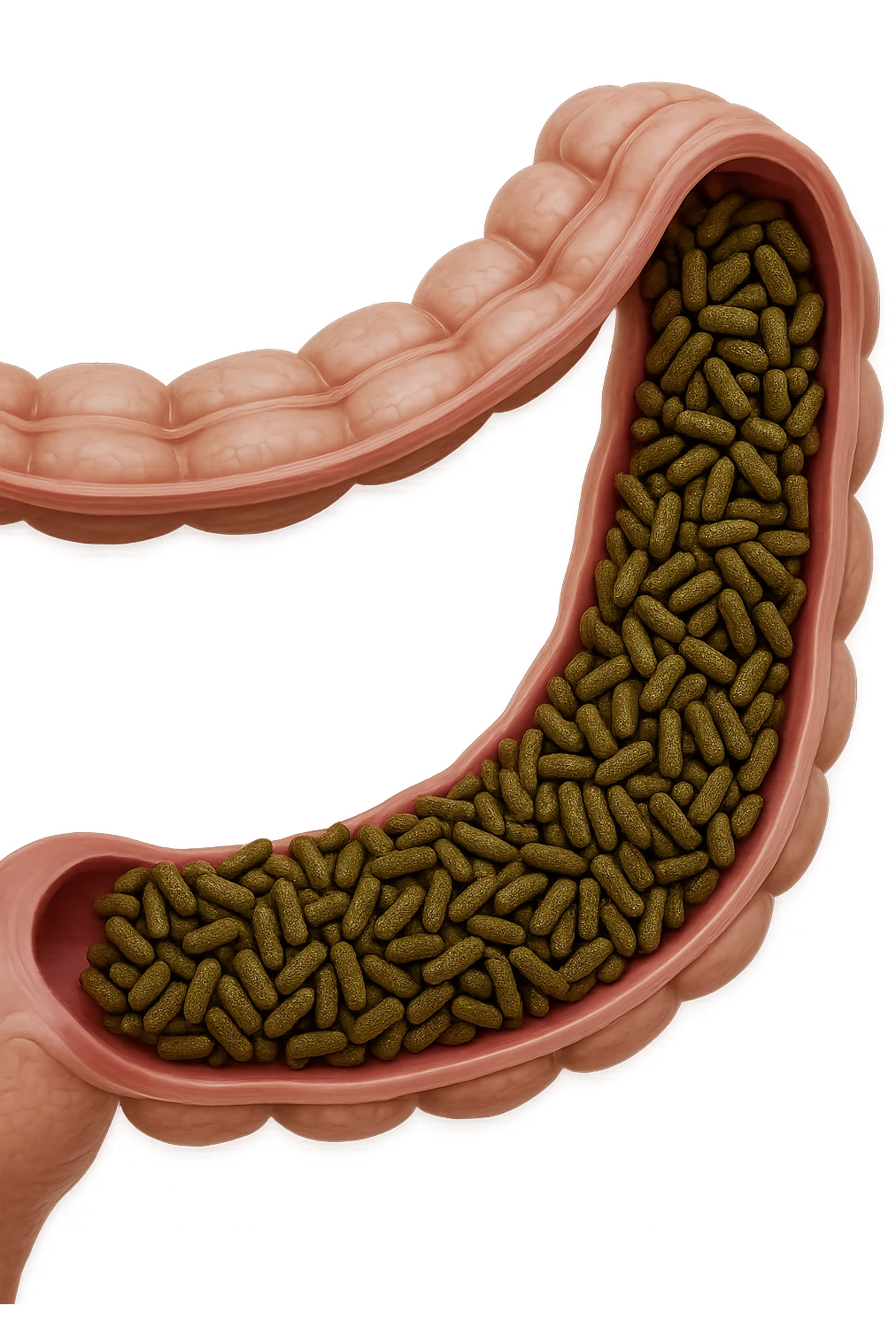 batteri intestinali in un tratto di colon anatomico umano, iperrealistico 4k emoji
