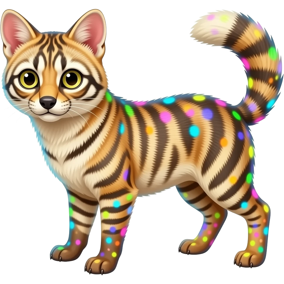 randomly neon colored randomly marked Civet-Mankeulv-Vernid-hybrid emoji