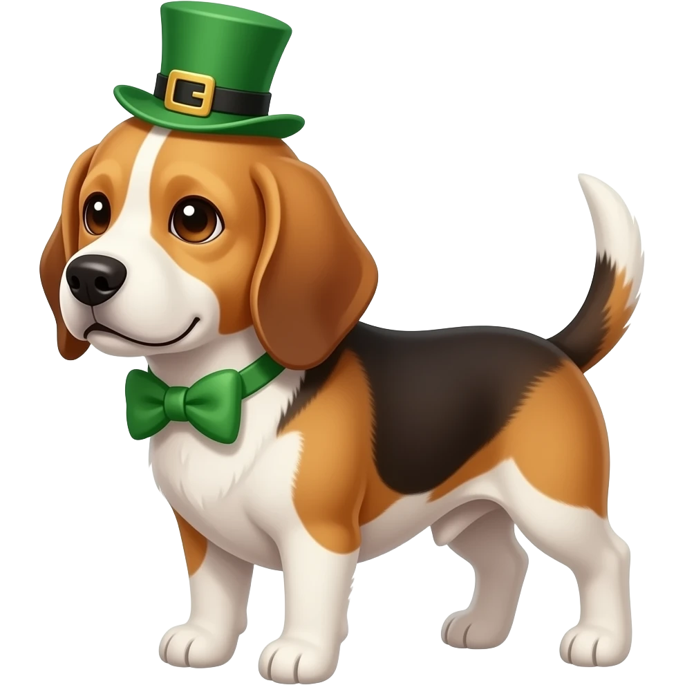 Beagle dressed for St Patrick’s day emoji