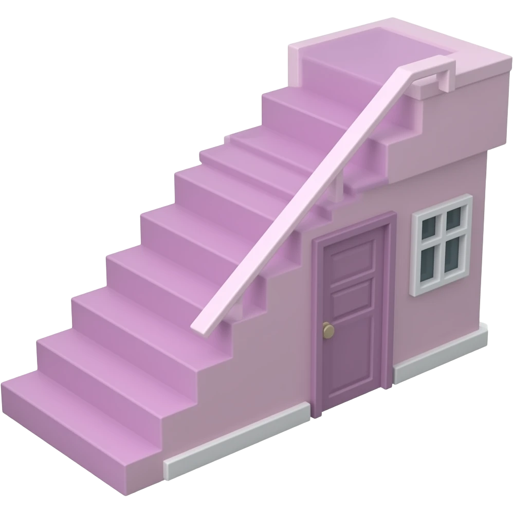 soft purple pink  stair on house, transparent background inspired by barbie colour pallete emoji