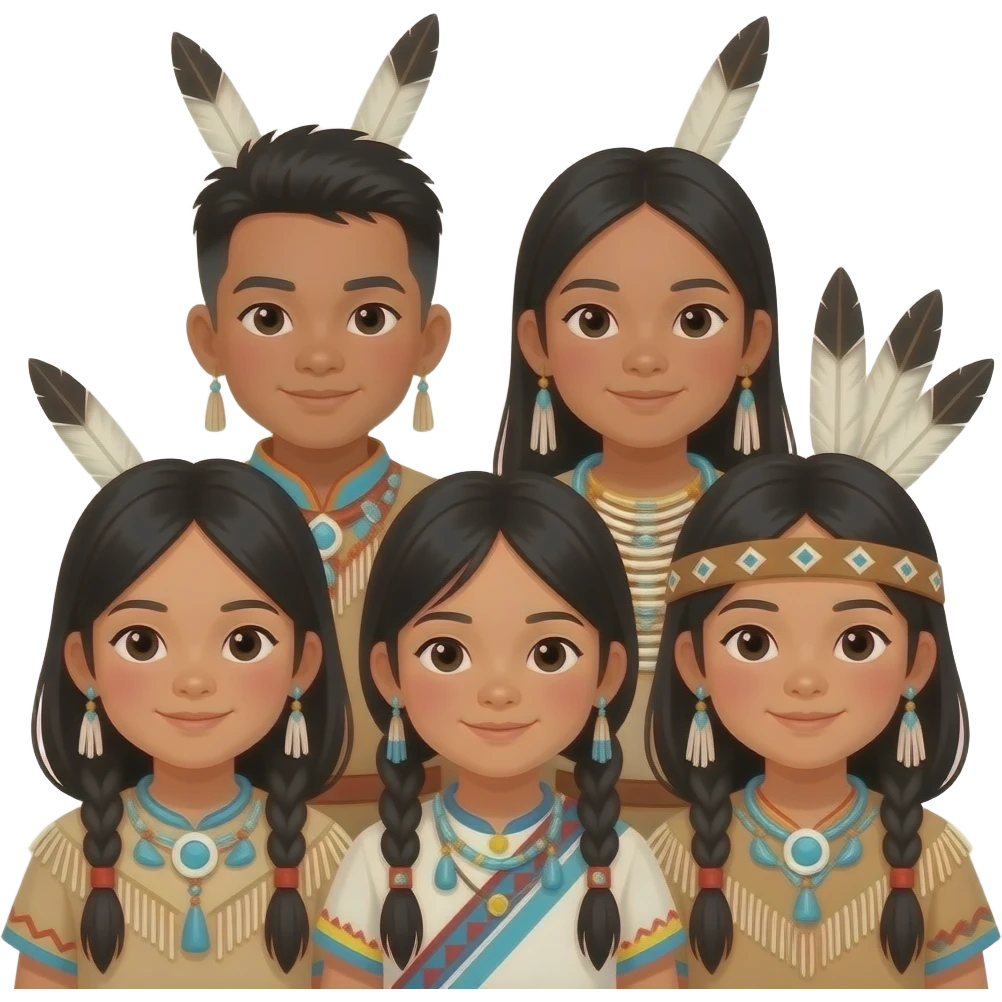 Native American group of children emoji