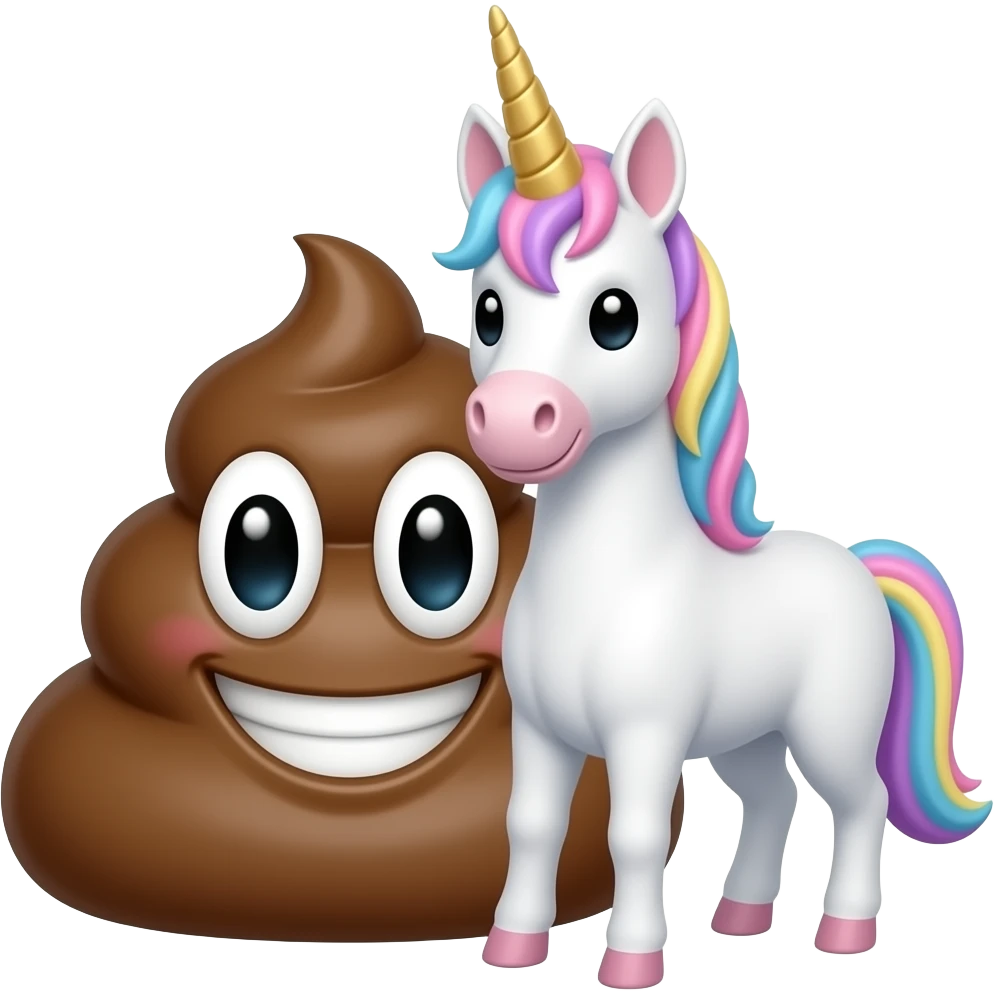 Un caca + une licorne emoji