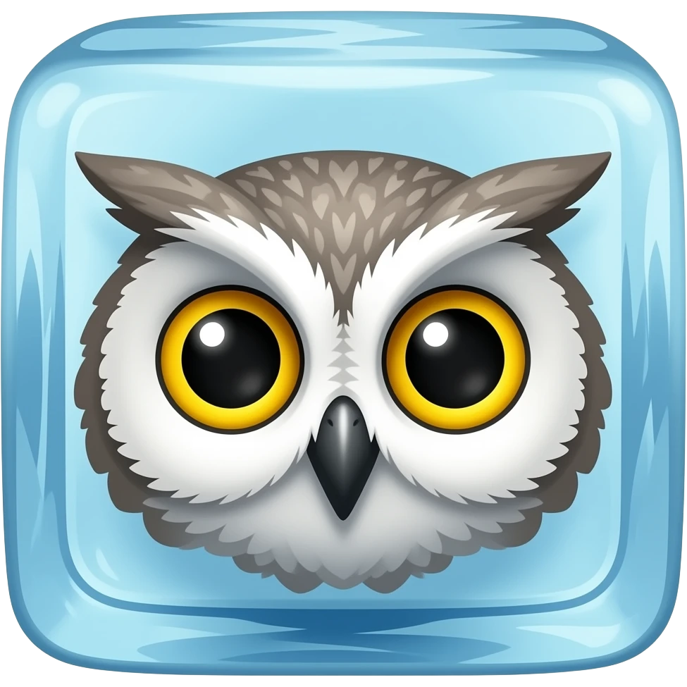 Owl head Out of cold iceblock emoji