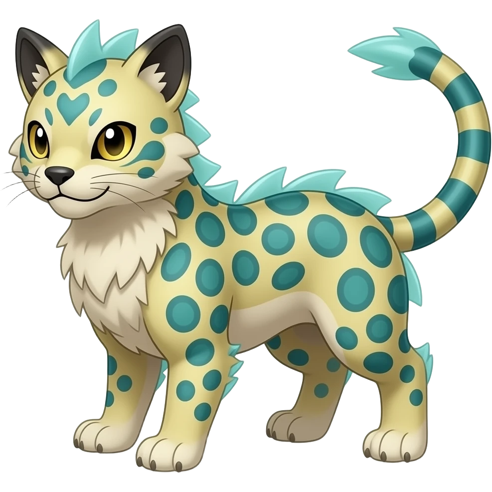 Elemental Groovy Diaphanous Scaley Demonic Liepard-Houndoom-Litten-Sprigatito-Pokémon-fusion-creature (full body) emoji