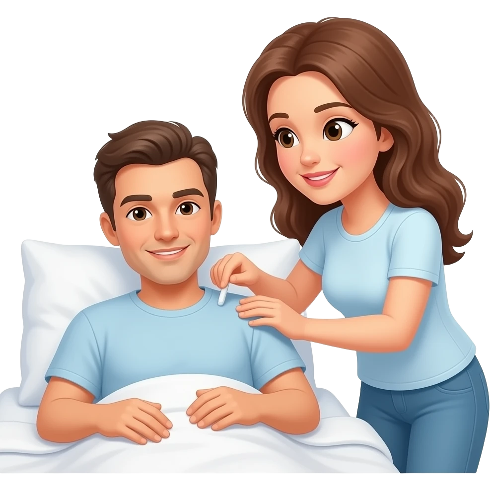 Fwb A woman massages  a man In bed emoji